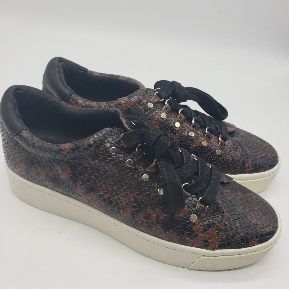 joie women EU 40 brown black snake print sneakers lace up platform leather
